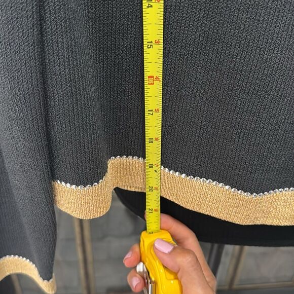 St. John by Marie Gray sweater blazer Gold Trim Silver Black Long Sleeve Medium - Picture 5 of 7